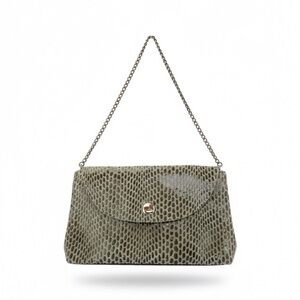 Chic Olive Snake Print Clutch